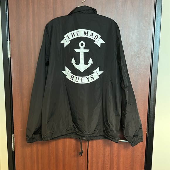 Black the mad Huey’s  Anchor Logo Men's Jacket - Picture 2 of 4